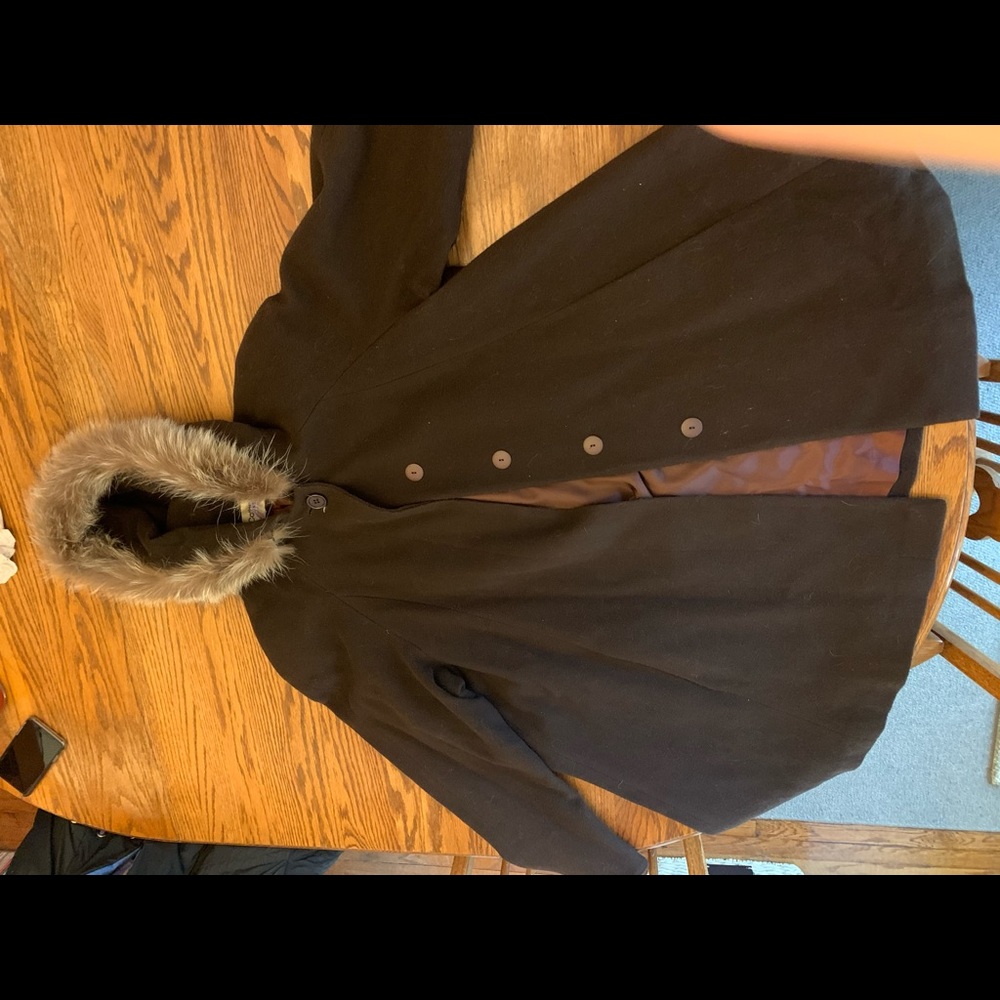 Cathy-Jo Peacoat with fur hood XL